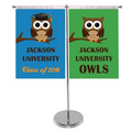 11-19.7" T Style Metal Telescopic Flagpole with Two Double Sided Banners